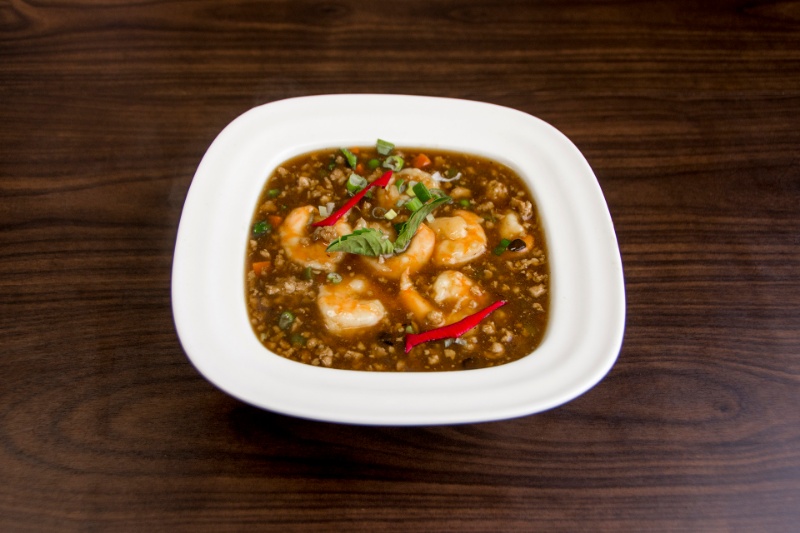sf03. jumbo peeled shrimp in lobster sauce 虾龙糊